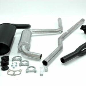 aluminierte Stahl Sport Auspuffanlage 1x70/90 mm oval für Ford Escort 1.300/1.600 Baujahr 5/83-90