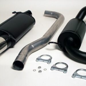 aluminierte Stahl Sport Auspuffanlage 1x100 mm rund für Ford Fiesta 1.25 16V/1.3 ab Baujahr 96