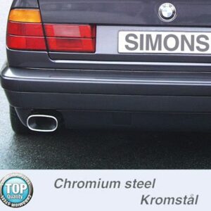 Chromstahl Sport Auspuffanlage 85x150 mm flachoval für BMW E34 Limousine/Touring 520I 24V/110 kW ab Baujahr 9/90 – Bild 2