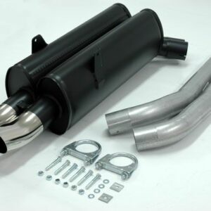 aluminierte Stahl Sport Auspuffanlage 2x76 mm "DTM-design" für BMW E36 Limousine/Coupe/Cabrio/Touring 325i/328i Baujahr 12/90-97