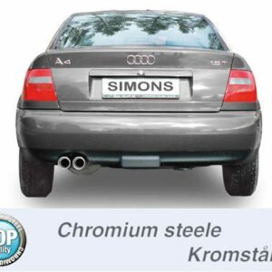 Chromstahl Sport Auspuffanlage 2x80 mm rund für Audi A4 (B5) Limousine/Avant 1,8T/1.9TDi/2.5TDi Baujahr 94-00 – Bild 2