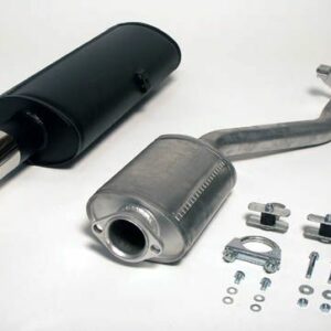 aluminierte Stahl Sport Auspuffanlage 1x80 mm rund für BMW E30 318is Motor M42 1.8 16V Baujahr 9/89-91