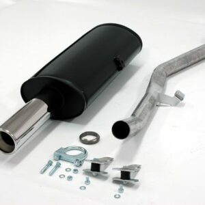 aluminierte Stahl Sport Auspuffanlage 1x80 mm rund für BMW E30 316i/318i Motor M40 Baujahr 11/88-90