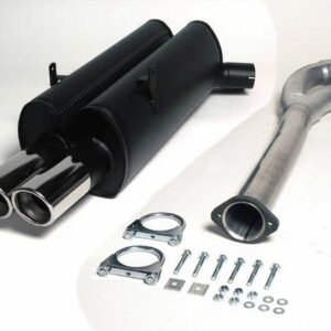 aluminierte Stahl Sport Auspuffanlage 2x70 mm rund für BMW E30 320i/325i/325ix Baujahr 86-