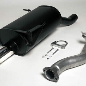 aluminierte Stahl Sport Auspuffanlage 1x80 mm rund für BMW E36 316i Compact Baujahr 00-