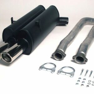 aluminierte Stahl Sport Auspuffanlage 2x80 mm rund für BMW E36 Limousine/Coupe/Cabrio/Touring 325i/328i Baujahr 12/90-97