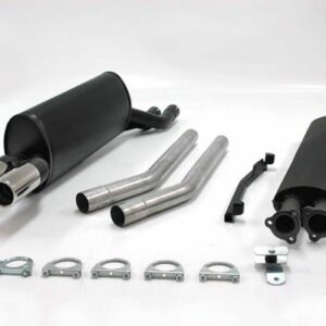 aluminierte Stahl Sport Auspuffanlage 2x70 mm rund für BMW E28 520i/525i/528i/iA/628csi