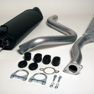 aluminierte Stahl Sport Auspuffanlage 1x90 mm rund für Ford Escort Coupe 3/5 Türer und Cabrio 1.6 Baujahr 93-95