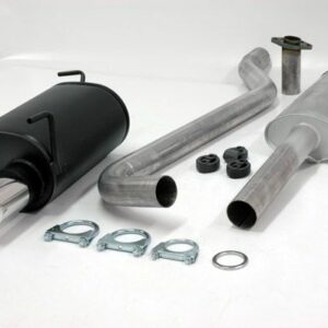 aluminierte Stahl Sport Auspuffanlage 1x90 mm rund für Toyota Corolla Typ E10 Fließheck 1.3 65 kW Baujahr 5/92-7/95