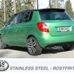 Simons Edelstahl Sport Auspuffanlage 2x80mm rund für Skoda Fabia II (Mk2) RS 1.4TSi Baujahr 2010- – Bild 2