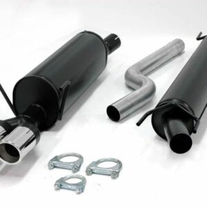 Simons aluminierte Stahl Sport Auspuffanlage 2x80mm rund Opel Astra G Caravan 1.4/1.6/1.8/2.0/2.2 ab Baujahr 98 – Bild 1