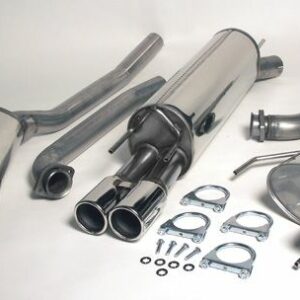 Edelstahl Sport Auspuffanlage 2x80mm rund Opel Omega B Limousine 2.5i/2.6i/3.0i/3.2i ab Baujahr 10/99