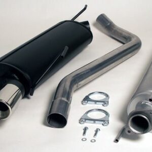 aluminierte Stahl Sport Auspuffanlage 2x80mm rund Opel Vectra B 1.6 8V/1.6 16V/1.8 16V/2.0 16V/2.2 16V Baujahr 10/95-02