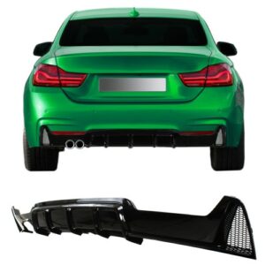 Heckansatz Diffusor Heckdiffusor Heckschürzeneinsatz im Sport Look für F32 F33 F36 für Doppelrohr-Auspuff linke Seite , passend für BMW 4er Coupe/Cabrio/Gran Coupe F32, F33 und F36 Bj. 13 - 21 – Bild 1