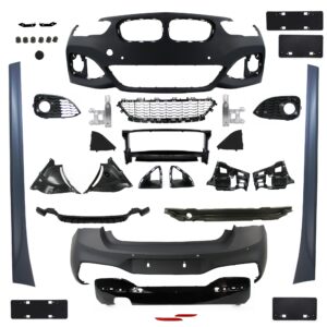 Stoßstangen Kit im Sport-Design inkl. Seitenschweller mit PDC-Bohrungen, Aussparung für Schalldämpfer links passend für BMW F20, 1er, LCI 5-türer, Bj. 2015-2019