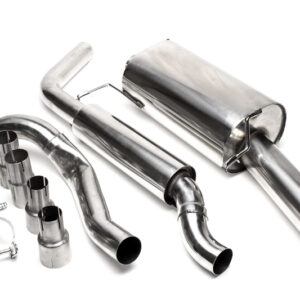 Edelstahlanlage 1x70mm passend für VW Golf I Cabriolet, Scirocco II – Bild 1