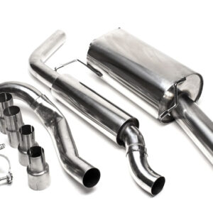 Edelstahlanlage 1x90mm passend für VW Golf I Cabriolet, Scirocco II – Bild 1