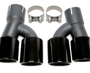 Endrohrblende zum anschrauben "double design" oval in schwarz/glänzend passend für BMW 5er Serie (G30, G31)